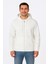Erkek Üç Iplik Kapüşonlu Tam Fermuarlı Kanguru Çepli Sweatshirt Hoodie - Beyaz 4