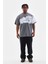 Unisex Bisiklet Yaka Baskılı Oversize T-Shirt - Gri 2