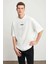 Unisex Baskılı Oversize T-Shirt - Beyaz 3