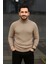 Erkek Balıkcı Yaka Bağazlı Triko Kazak Pamuklu Kalın Fitilli Dokuma, Regular Fit Uzun Kollu Kı 1