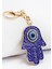 Lacivert Desenli Parlak Taşlı Hamse Eli Anahtarlık, Hediyelik Nazarlı Çanta Süsü 1