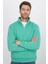 Unisex Relax Fit Rahat Kesim Pamuklu Içi Polarlı Yarım Fermuarlı Yeşil Dik Yaka Sweatshirt 4