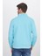 Unisex Relax Fit Rahat Kesim Pamuklu Içi Polarlı Yarım Fermuarlı Açık Mavi Dik Yaka Sweatshirt 7