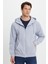 Unisex Relax Fit Rahat Kesim Pamuklu Içi Polarlı Çift Cepli Tam Fermuarlı Gri Kapüşonlu Sweatshirt 1
