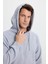 Unisex Relax Fit Rahat Kesim Pamuklu Içi Polarlı Çift Cepli Tam Fermuarlı Gri Kapüşonlu Sweatshirt 2