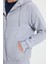 Unisex Relax Fit Rahat Kesim Pamuklu Içi Polarlı Çift Cepli Tam Fermuarlı Gri Kapüşonlu Sweatshirt 3