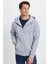 Unisex Relax Fit Rahat Kesim Pamuklu Içi Polarlı Çift Cepli Tam Fermuarlı Gri Kapüşonlu Sweatshirt 6