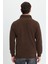 Erkek Slim Fit Dar Kesim Pamuklu Selanik Kumaş Dik Yaka Kahverengi Sweatshirt 7
