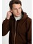 Unisex Relax Fit Rahat Kesim Pamuklu Içi Polarlı Çift Cepli Tam Fermuarlı Kahverengi Kapüşonlu Sweatshirt 2