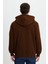Unisex Relax Fit Rahat Kesim Pamuklu Içi Polarlı Çift Cepli Tam Fermuarlı Kahverengi Kapüşonlu Sweatshirt 8
