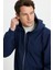 Unisex Relax Fit Rahat Kesim Pamuklu Içi Polarlı Çift Cepli Tam Fermuarlı Lacivert Kapüşonlu Sweatshirt 1