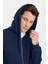 Unisex Relax Fit Rahat Kesim Pamuklu Içi Polarlı Çift Cepli Tam Fermuarlı Lacivert Kapüşonlu Sweatshirt 2