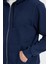 Unisex Relax Fit Rahat Kesim Pamuklu Içi Polarlı Çift Cepli Tam Fermuarlı Lacivert Kapüşonlu Sweatshirt 3