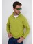 Unisex Relax Fit Rahat Kesim Pamuklu Içi Polarlı Yarım Fermuarlı Yeşil Dik Yaka Sweatshirt 1