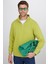 Unisex Relax Fit Rahat Kesim Pamuklu Içi Polarlı Yarım Fermuarlı Yeşil Dik Yaka Sweatshirt 5