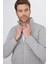 Unisex Relax Fit Rahat Kesim Pamuklu Içi Polarlı Fermuarlı Gri Dik Yaka Flato Cepli Sweatshirt Hırka 2