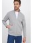 Unisex Relax Fit Rahat Kesim Pamuklu Içi Polarlı Fermuarlı Gri Dik Yaka Flato Cepli Sweatshirt Hırka 5