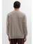 Unisex Relax Fit Rahat Kesim %100 Pamuk Basic Bej Bisiklet Yaka Sweatshirt 7