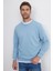 Unisex Relax Fit Rahat Kesim %100 Pamuk Basic Mavi Bisiklet Yaka Sweatshirt 1