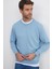 Unisex Relax Fit Rahat Kesim %100 Pamuk Basic Mavi Bisiklet Yaka Sweatshirt 2
