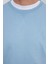 Unisex Relax Fit Rahat Kesim %100 Pamuk Basic Mavi Bisiklet Yaka Sweatshirt 3