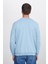 Unisex Relax Fit Rahat Kesim %100 Pamuk Basic Mavi Bisiklet Yaka Sweatshirt 7