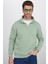 Unisex Relax Fit Rahat Kesim Pamuklu Içi Polarlı Yarım Fermuarlı Yeşil Dik Yaka Sweatshirt 4