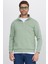 Unisex Relax Fit Rahat Kesim Pamuklu Içi Polarlı Yarım Fermuarlı Yeşil Dik Yaka Sweatshirt 5