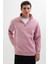 Unisex Relax Fit Rahat Kesim Pamuklu Içi Polarlı Yarım Fermuarlı Lila Dik Yaka Sweatshirt 5