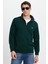 Erkek Slim Fit Dar Kesim Pamuklu Selanik Kumaş Dik Yaka Yeşil Sweatshirt 4