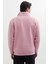 Unisex Relax Fit Rahat Kesim Pamuklu Içi Polarlı Yarım Fermuarlı Lila Dik Yaka Sweatshirt 7
