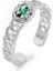 925 Ayar Zincir Işıltısı Zümrüt Taşı Ayarlanabilir Kadın Yüzük 2