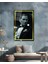 Sarı Çerçeve Görünümlü Atatürk Yan Portre Siyah Beyaz Cam Tablo 5