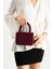 *** Kadın Şık Ufak Bordo Süet El ve Omuz Çantası 2