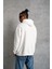 Erkek Oversize Kapüşonlu Sweatshirt – Beyaz Renk Üç Iplik Içi Pamuklu Kanguru Cepli Baskıl 2