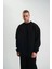 Uzun Kol Bisiklet Yaka Basic Sweatshirt - Siyah 4