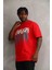 Unisex Baskılı Oversize T-Shirt - Kırmızı 1
