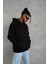 Erkek Düz Kapüşonlu Sweat - Siyah 3