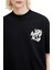 Erkek Baskılı Oversize T-Shirt - Siyah 4