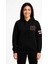 Üç Iplik Kapüşonlu Ön ve Arka Baskılı Sweatshirt Hoodie - Siyah 2