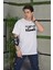 Unisex Bisiklet Yaka Baskılı Oversize T-Shirt - Beyaz 2