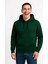 Erkek Üç Iplik Kapüşonlu Kanguru Cepli Sweatshirt Hoodie - Haki 4