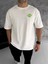 Unisex Bisiklet Yaka Baskılı Oversize T-Shirt - Beyaz 1
