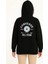 Üç Iplik Kapşonlu Ön ve Arka Baskılı Sweatshirt Hoodie- Siyah 3