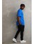 Unisex Baskılı Oversize T-Shirt - Mavi 3