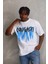Unisex Baskılı Oversize T-Shirt - Beyaz 3