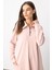 Aller Dikiş Detaylı Pamuk Karışımlı Dökümlü Örme Elbise-Pudra 5