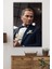Atatürk Portresi Yapay Zeka Dikey Cam Tablo Ev Ofis Okul Duvar Dekoru, Hediyelik Büyük Tablo 2