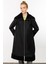 Softy Kol ve Yaka Kürk Detaylı Hafif Rahat Kulanım Sunan Içi Polar Kaplı Kap Manto-Siyah 7