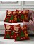 Yılbaşı Temalı Kırlent Kılıfı, Noel Baba ve Çam Ağacı Desenli, 4'lü Set 1